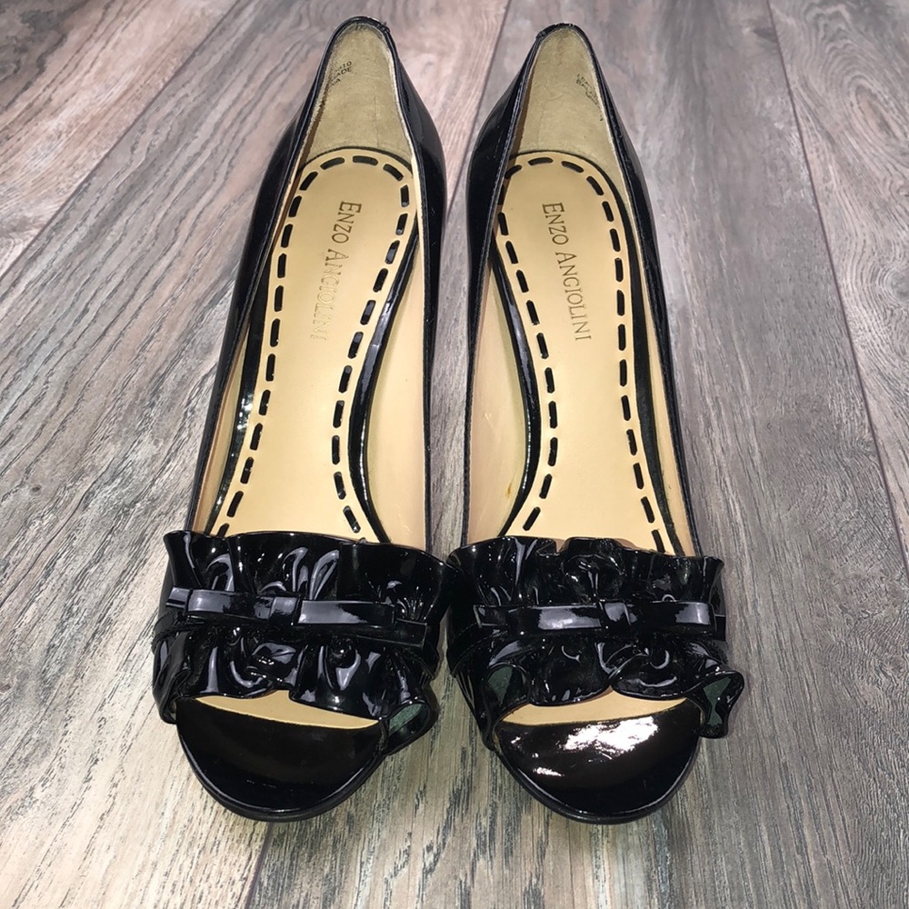 Enzo Angiolini Peep Toe Patent Pumps size 7.5